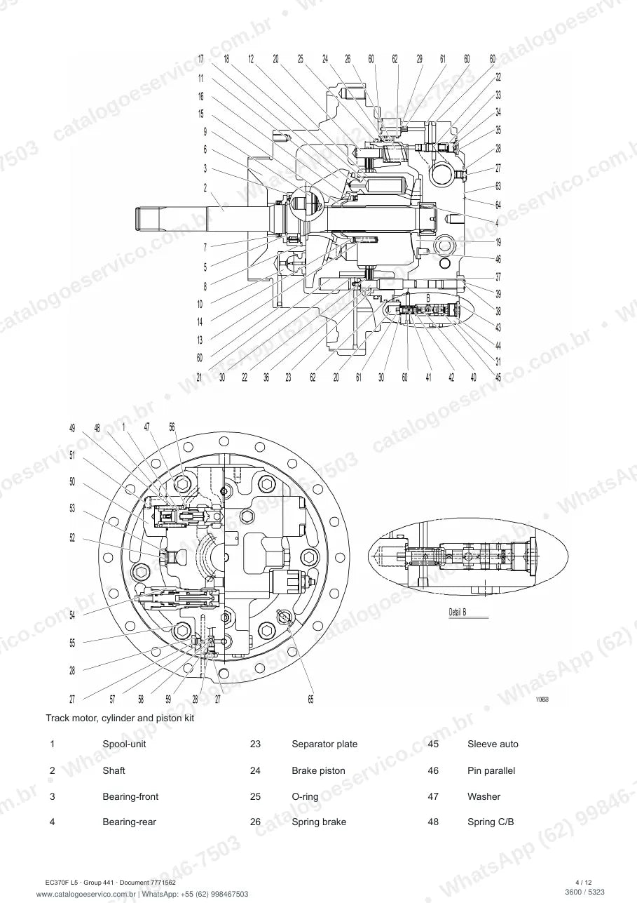 Manual de serviço Volvo EC370F L5: página de procedimento com texto e figura (2)