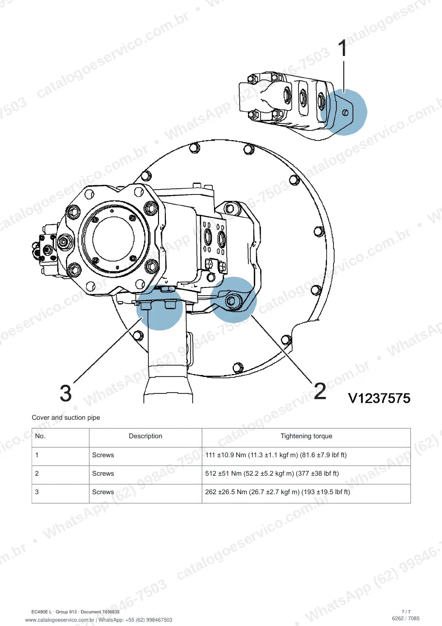 Manual de serviço Volvo EC480E (HR, L, LD, LHDC, LR, LS): página de procedimento com texto e figura