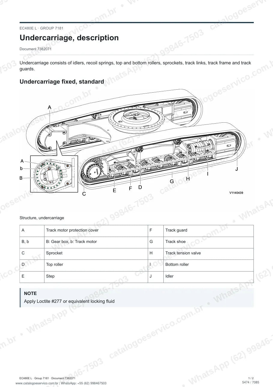 Manual de serviço Volvo EC480E (HR, L, LD, LHDC, LR, LS): página de procedimento com texto e figura (2)