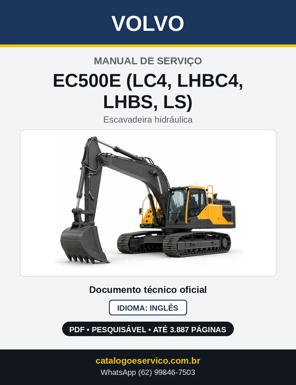 Capa do Manual de Serviço Volvo EC500E (LC4, LHBC4, LHBS, LS) em PDF