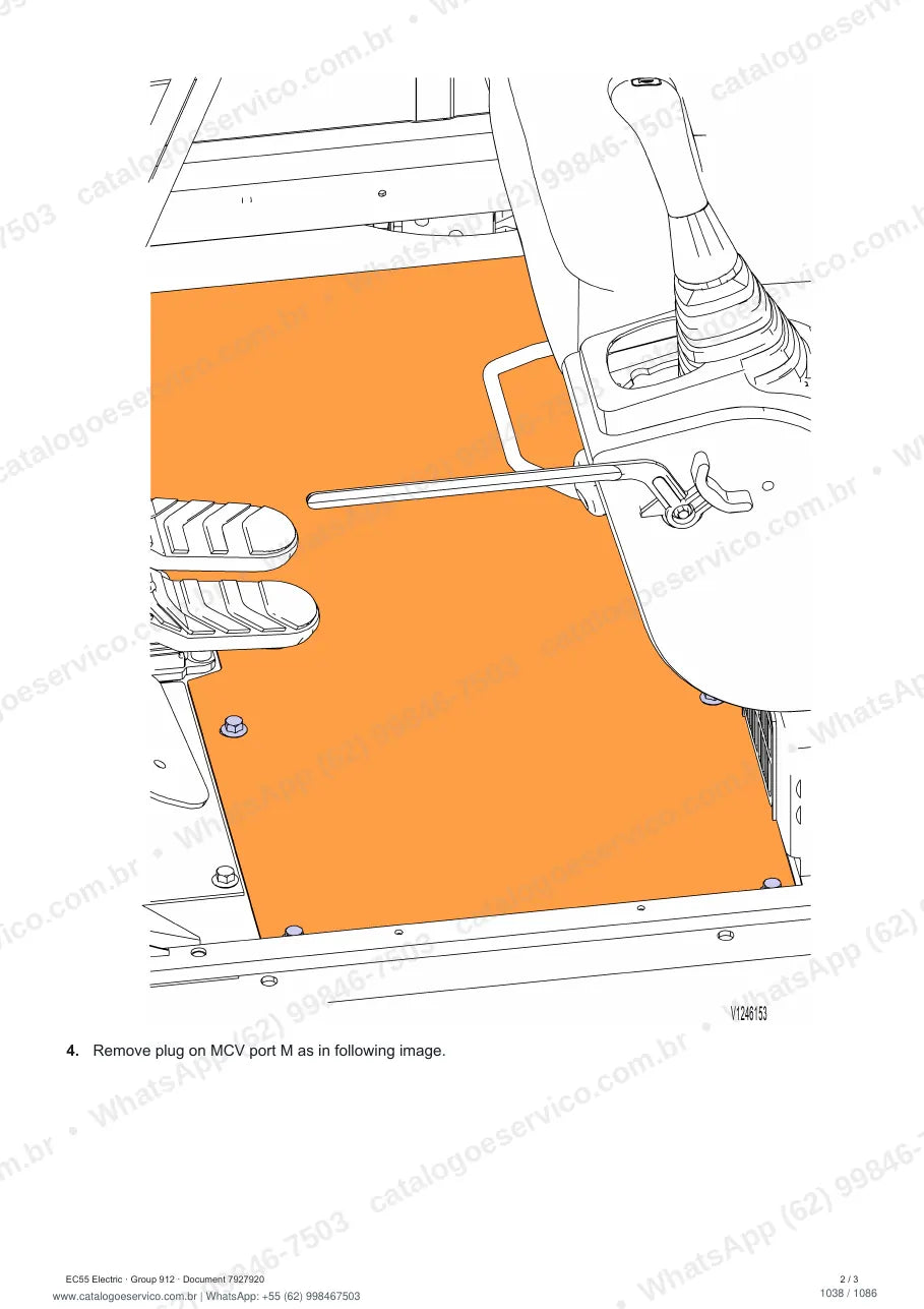 Manual de serviço Volvo EC55 Electric: página de procedimento com texto e figura (2)