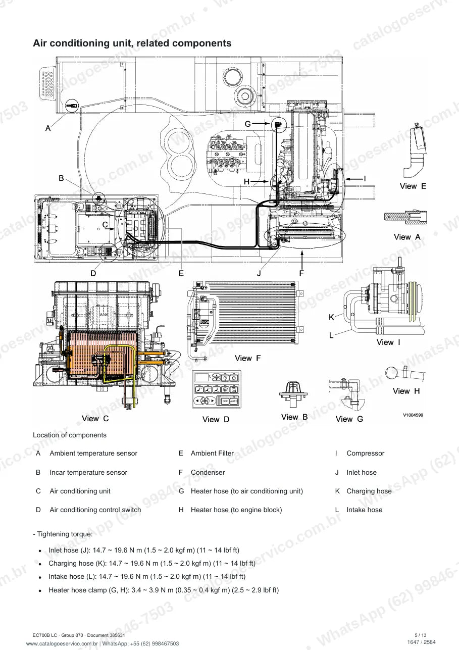 Manual de serviço Volvo EC700B (HR, LC): página de procedimento com texto e figura (2)