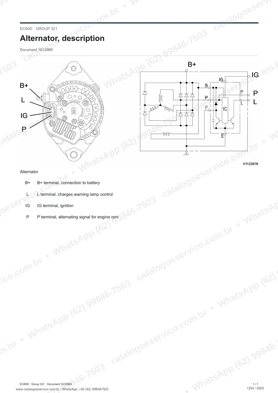 Manual de serviço Volvo EC80D: página de procedimento com texto e figura