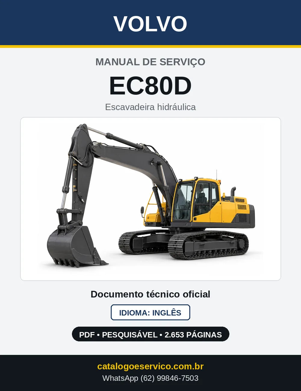 Capa do Manual de Serviço Volvo EC80D em PDF
