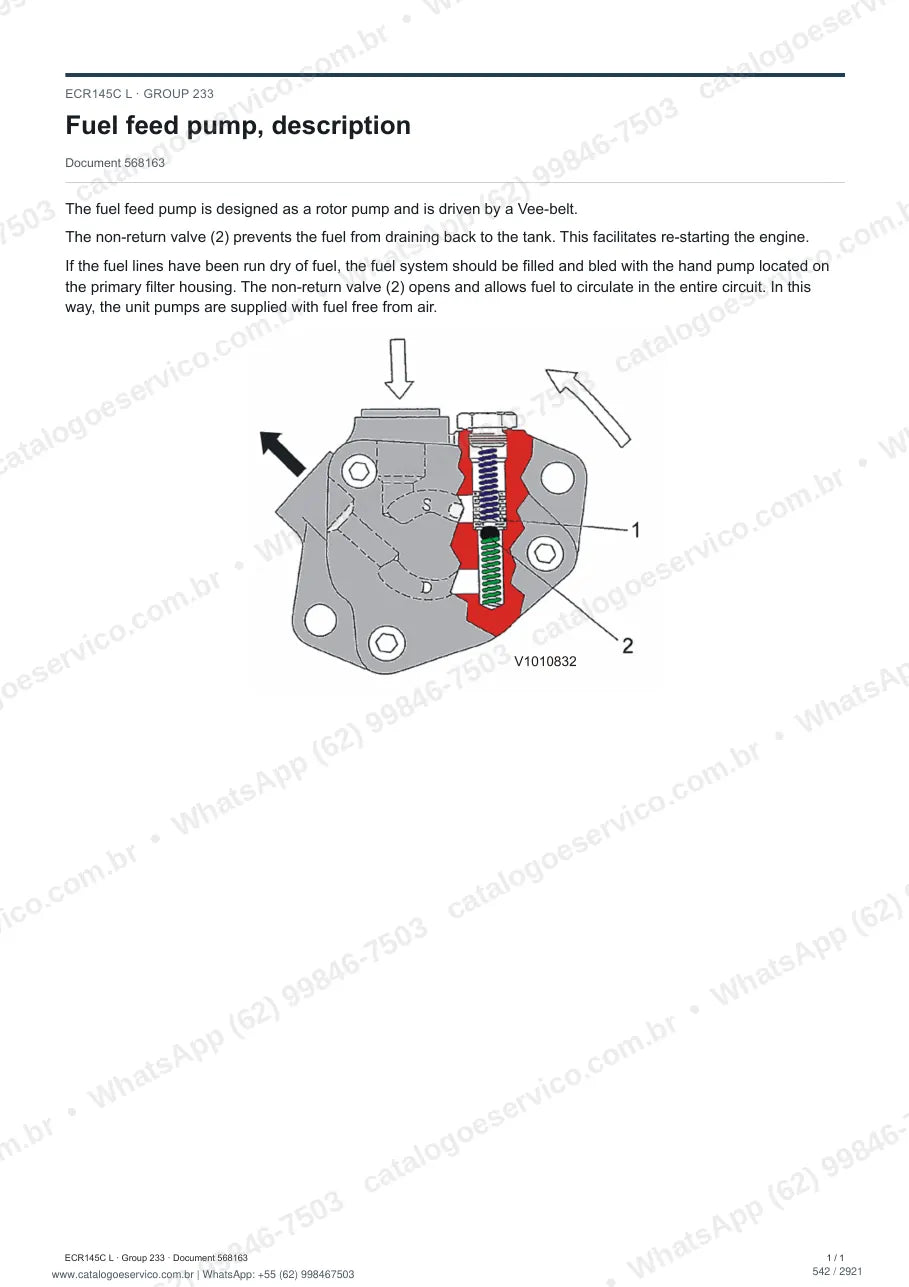 Manual de serviço Volvo ECR145C L: página de procedimento com texto e figura