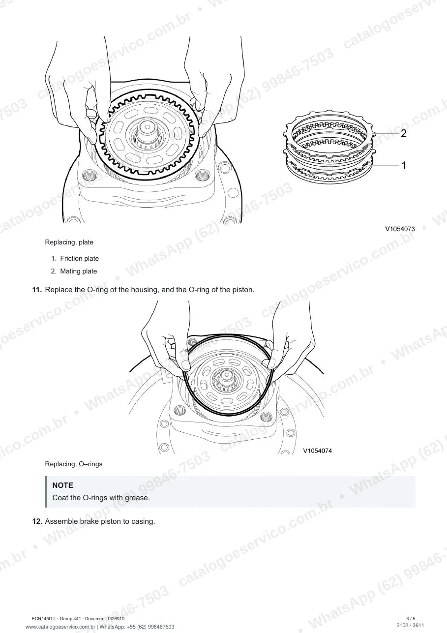 Manual de serviço Volvo ECR145D L: página de procedimento com texto e figura (2)