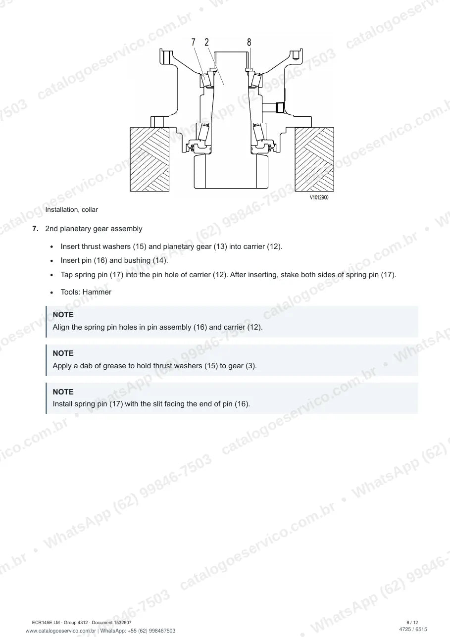 Manual de serviço Volvo ECR145E (L, LM): página de procedimento com texto e figura