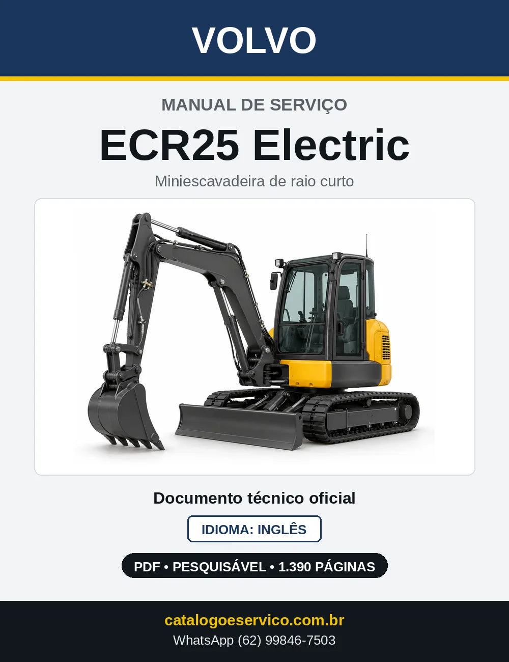 Capa do Manual de Serviço Volvo ECR25 Electric em PDF