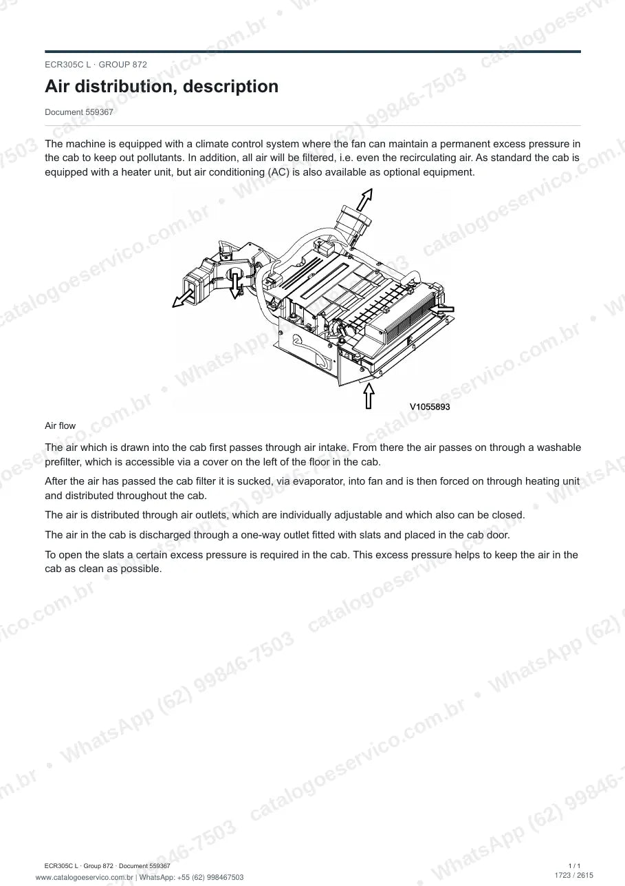 Manual de serviço Volvo ECR305C L: página de procedimento com texto e figura (2)