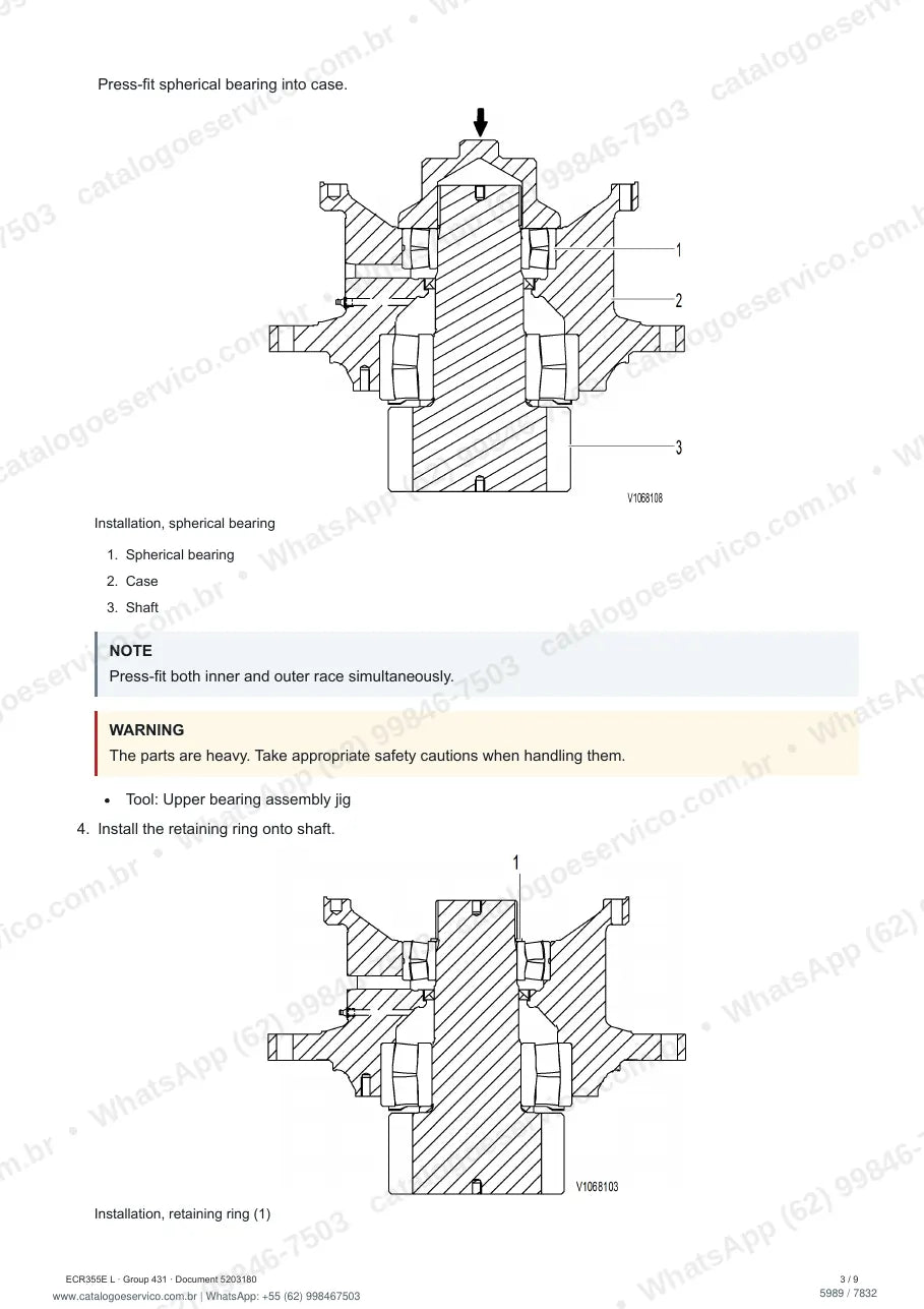 Manual de serviço Volvo ECR355E (L, NL): página de procedimento com texto e figura
