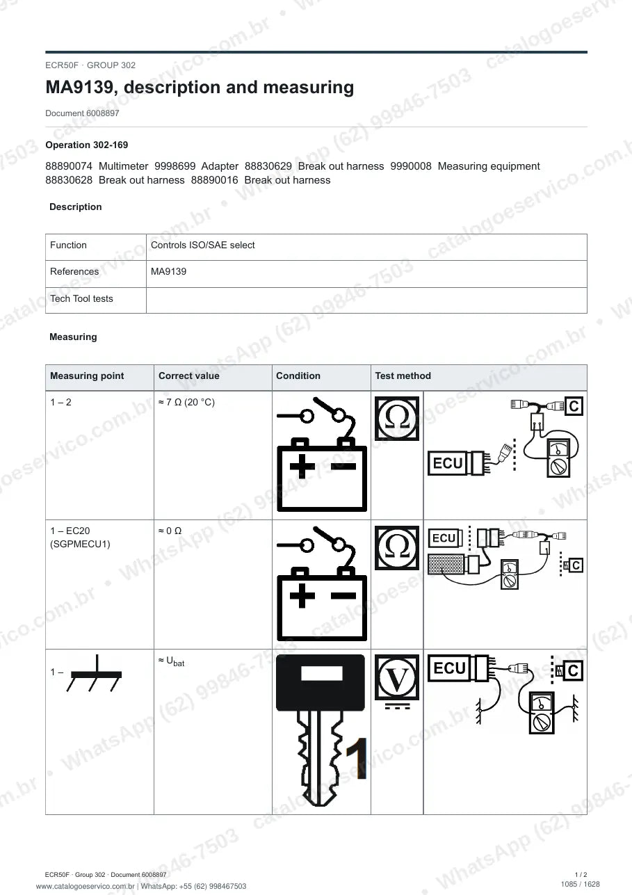 Manual de serviço Volvo ECR50F: página de procedimento com texto e figura (2)