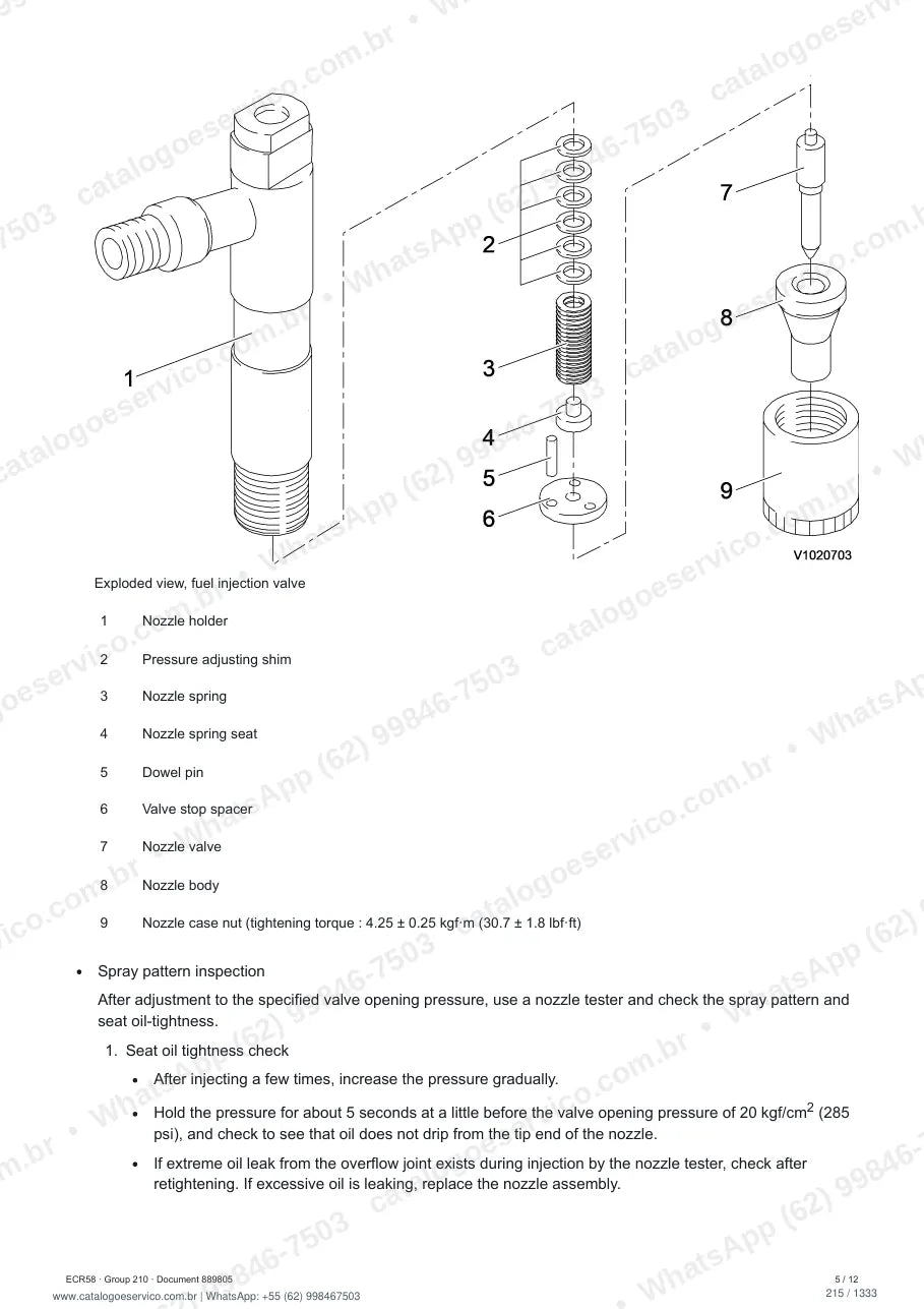Manual de serviço Volvo ECR58: página de procedimento com texto e figura (2)