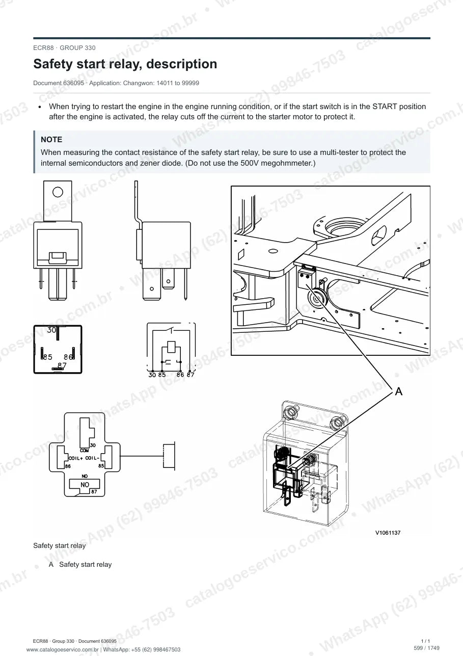 Manual de serviço Volvo ECR88: página de procedimento com texto e figura (2)