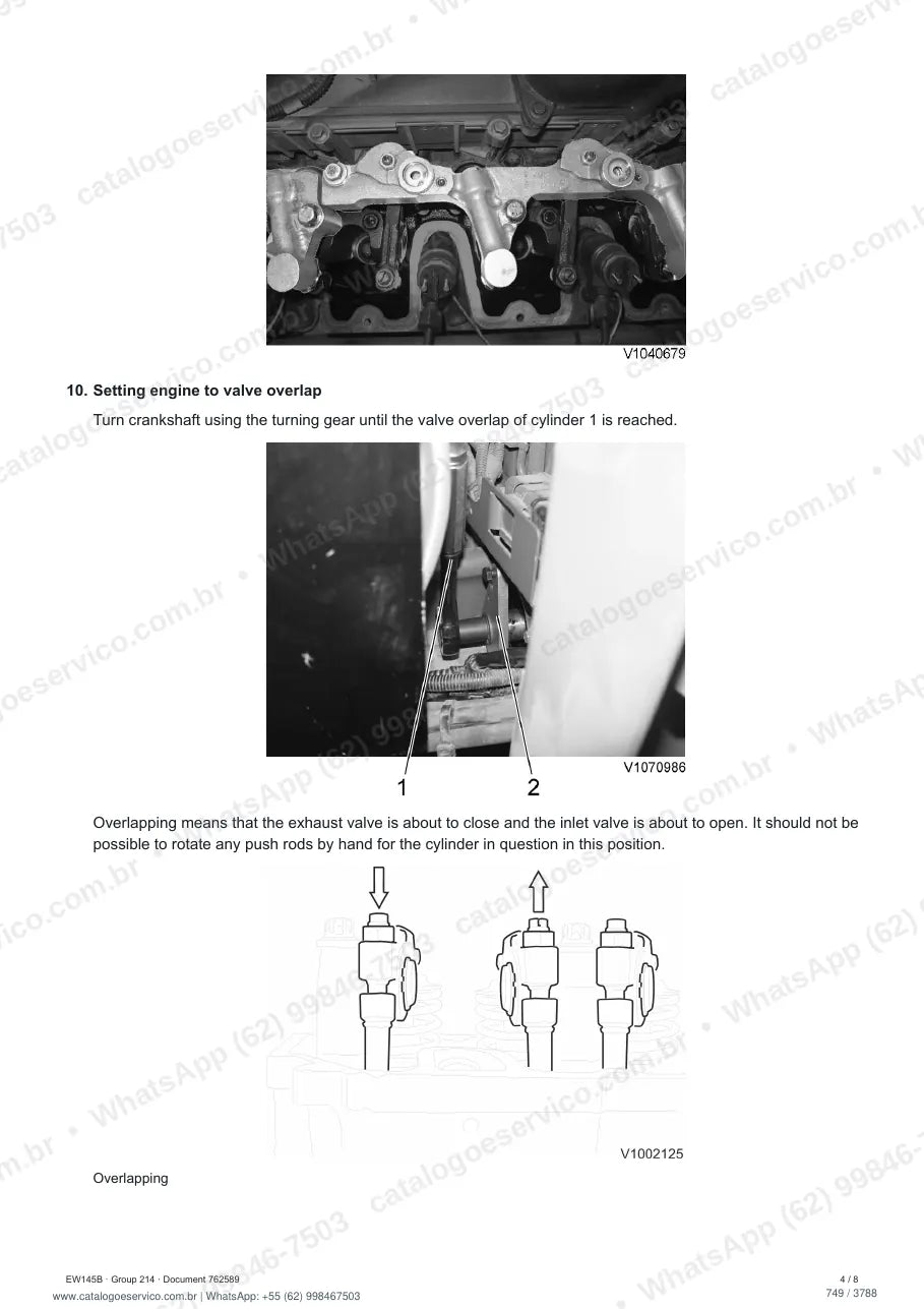 Manual de serviço Volvo EW145B: página de procedimento com texto e figura (2)
