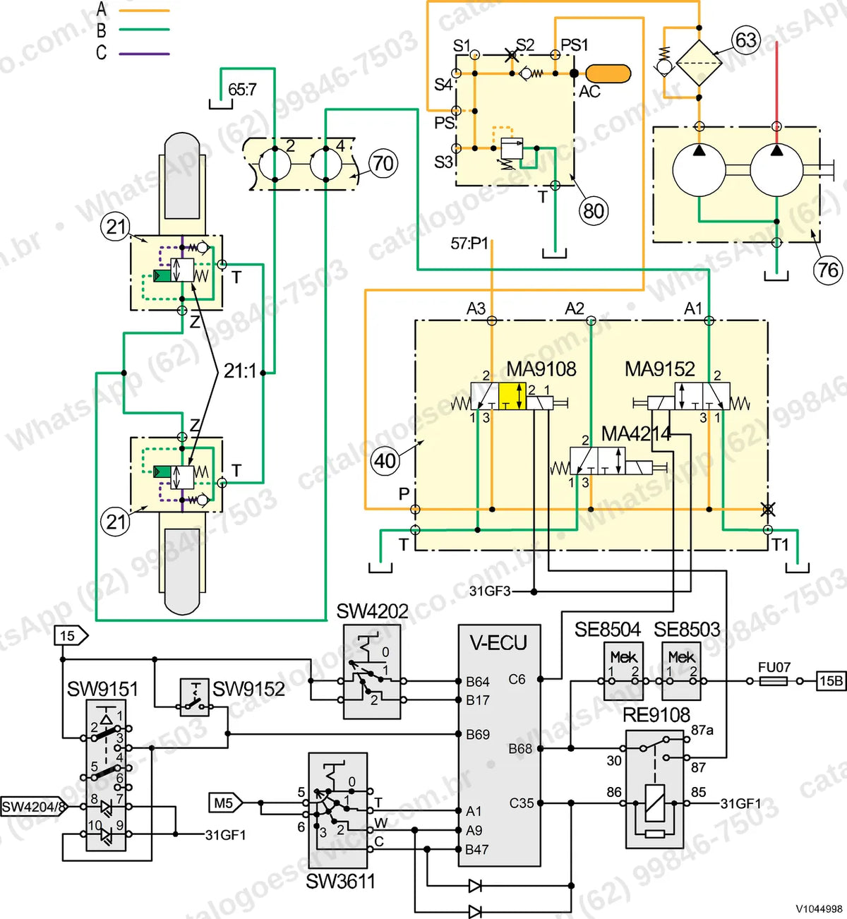 Manual de serviço Volvo EW160C: ilustração técnica 1