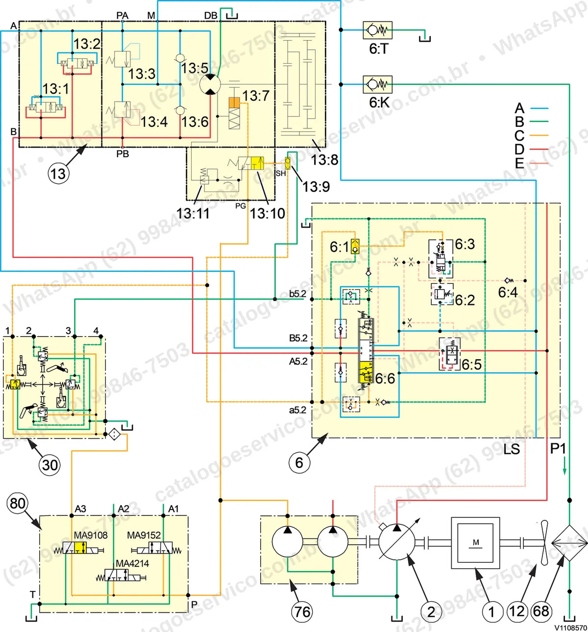 Manual de serviço Volvo EW180C: ilustração técnica 1
