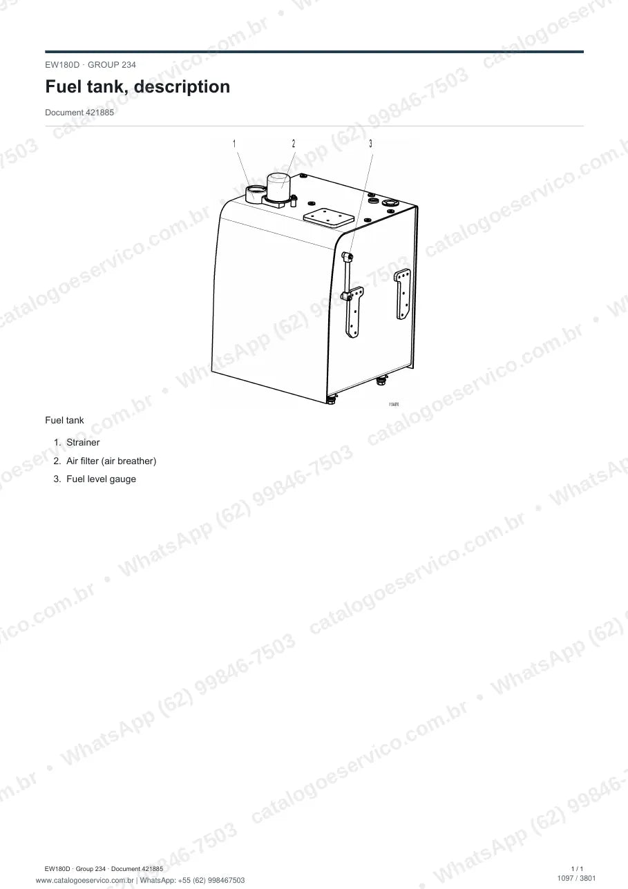 Manual de serviço Volvo EW180D: página de procedimento com texto e figura (2)
