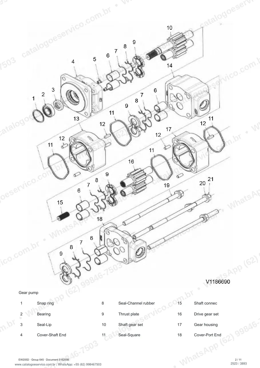 Manual de serviço Volvo EW205D: página de procedimento com texto e figura