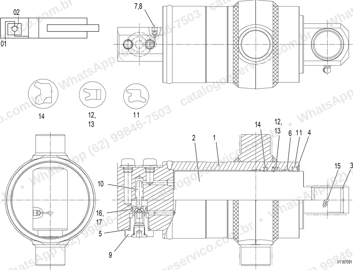Manual de serviço Volvo EW205E e EW205E C4: ilustração técnica 3