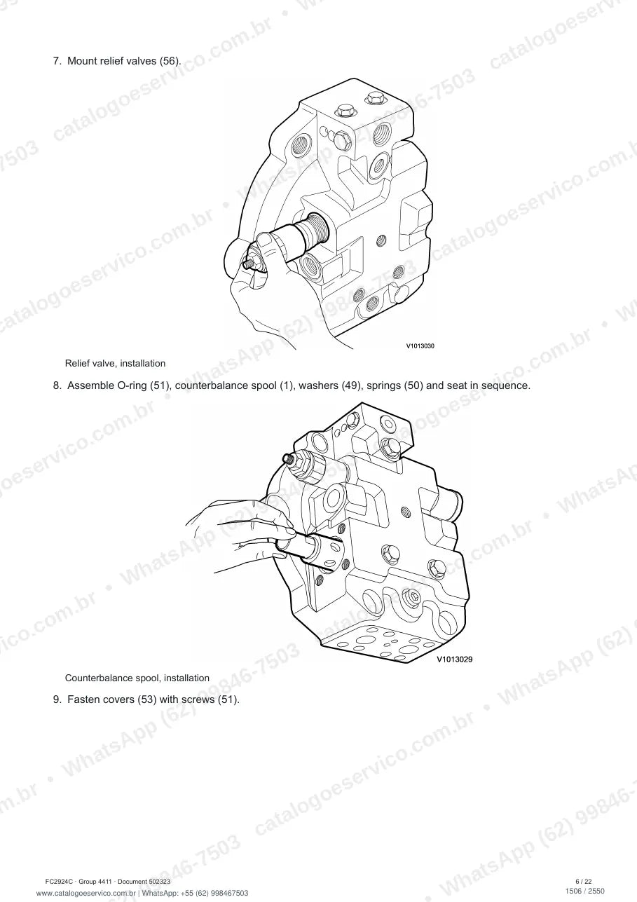 Manual de serviço Volvo FC2924C: página de procedimento com texto e figura (2)