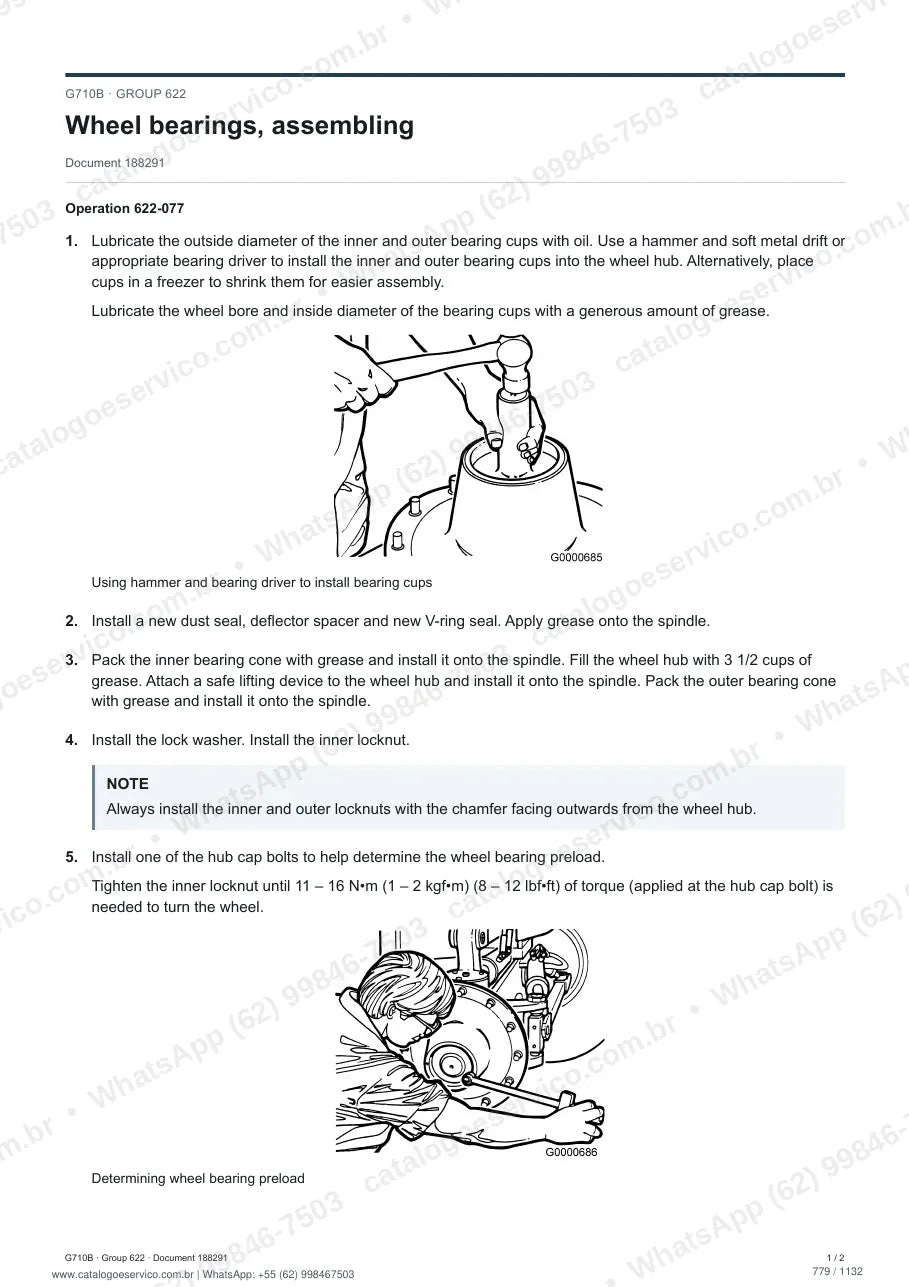 Manual de serviço Volvo G710B: página de procedimento com texto e figura (2)