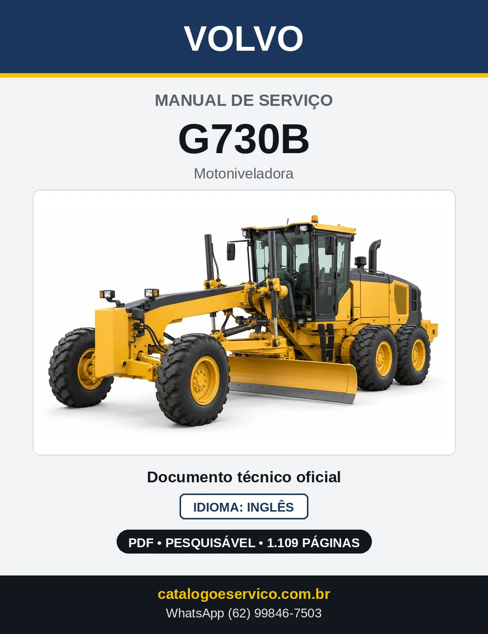 Capa do Manual de Serviço Volvo G730B em PDF