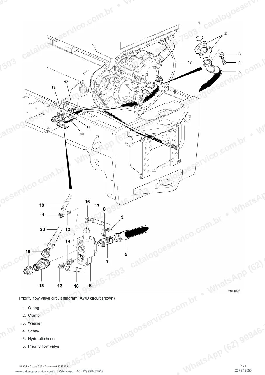 Manual de serviço Volvo G930B: página de procedimento com texto e figura (2)