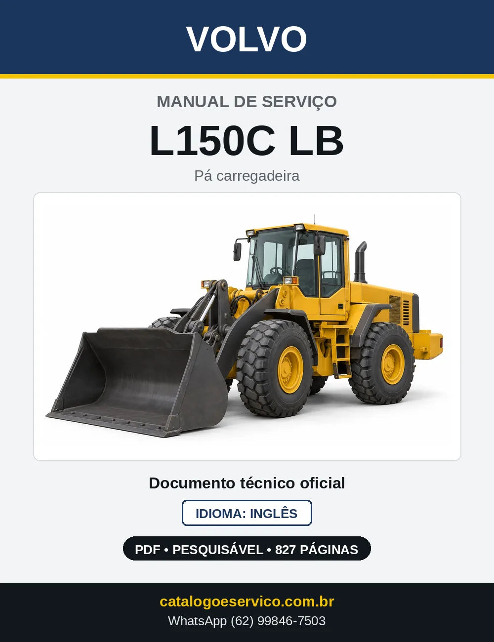 Capa do Manual de Serviço Volvo L150C LB em PDF