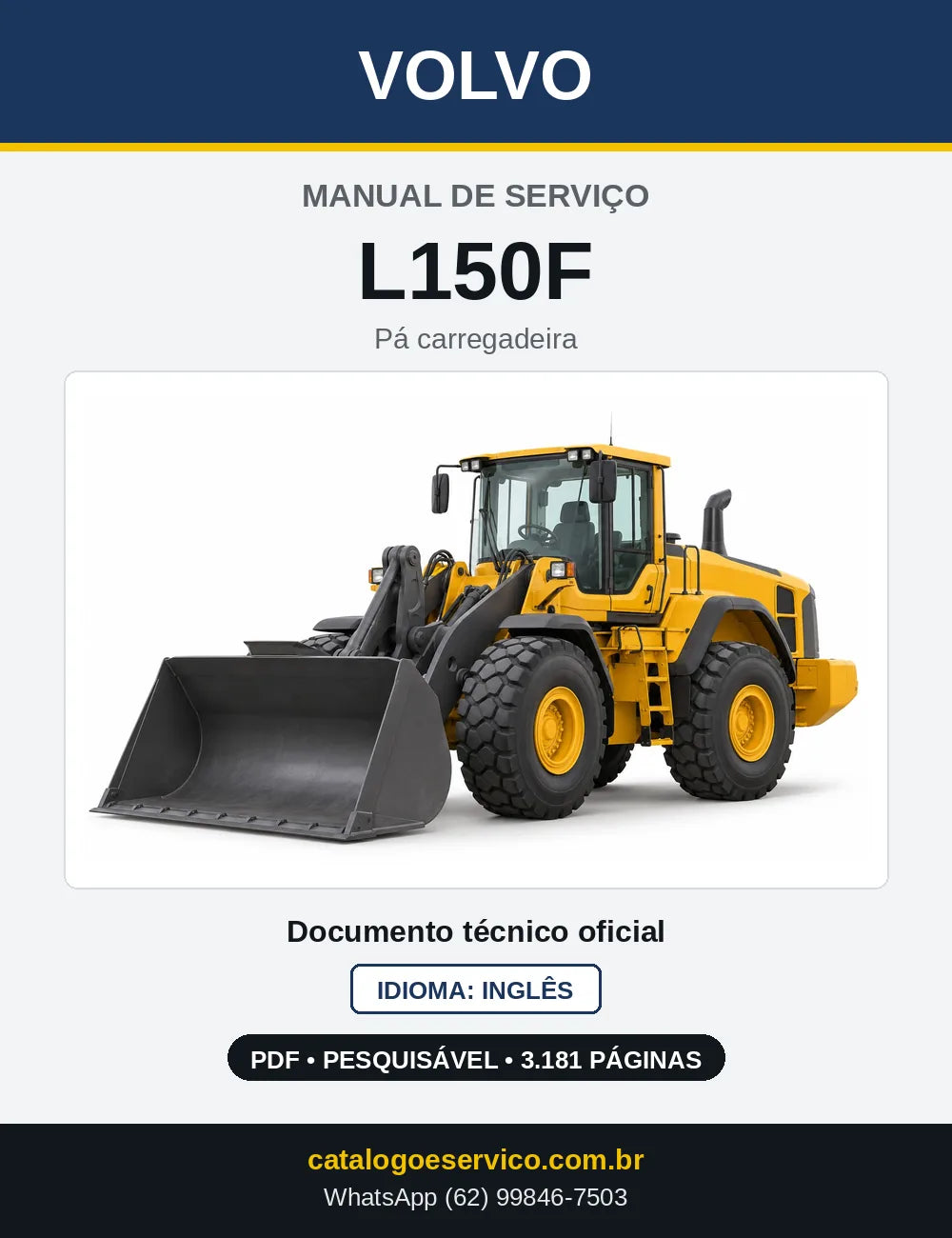 Capa do Manual de Serviço Volvo L150F em PDF