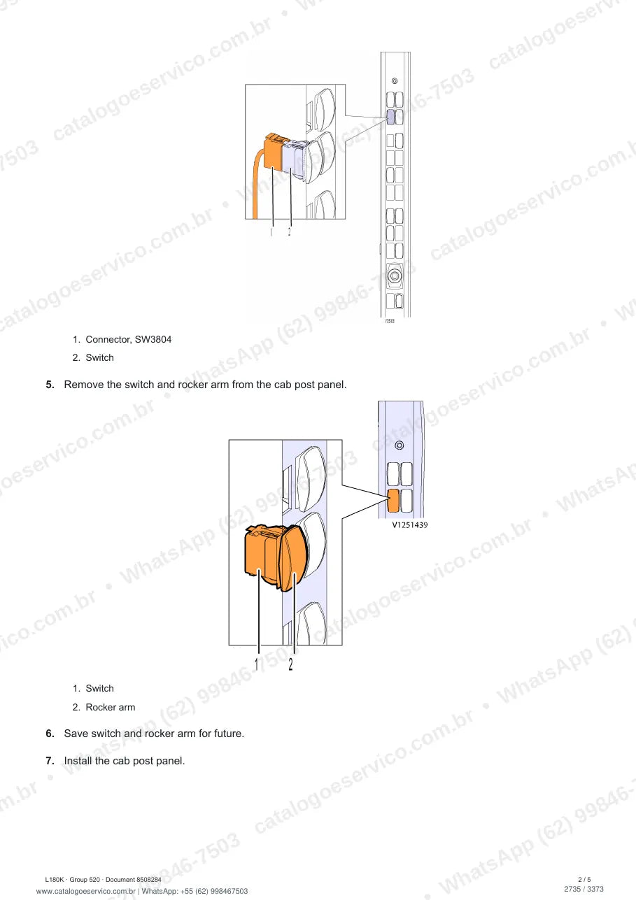 Manual de serviço Volvo L180K: página de procedimento com texto e figura (2)