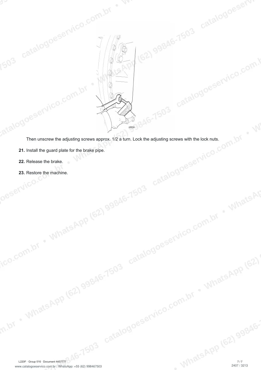Manual de serviço Volvo L220F: página de procedimento com texto e figura