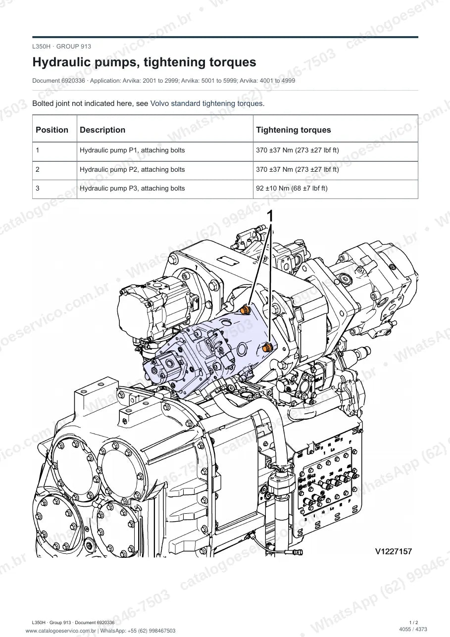Manual de serviço Volvo L350H: página de procedimento com texto e figura (2)