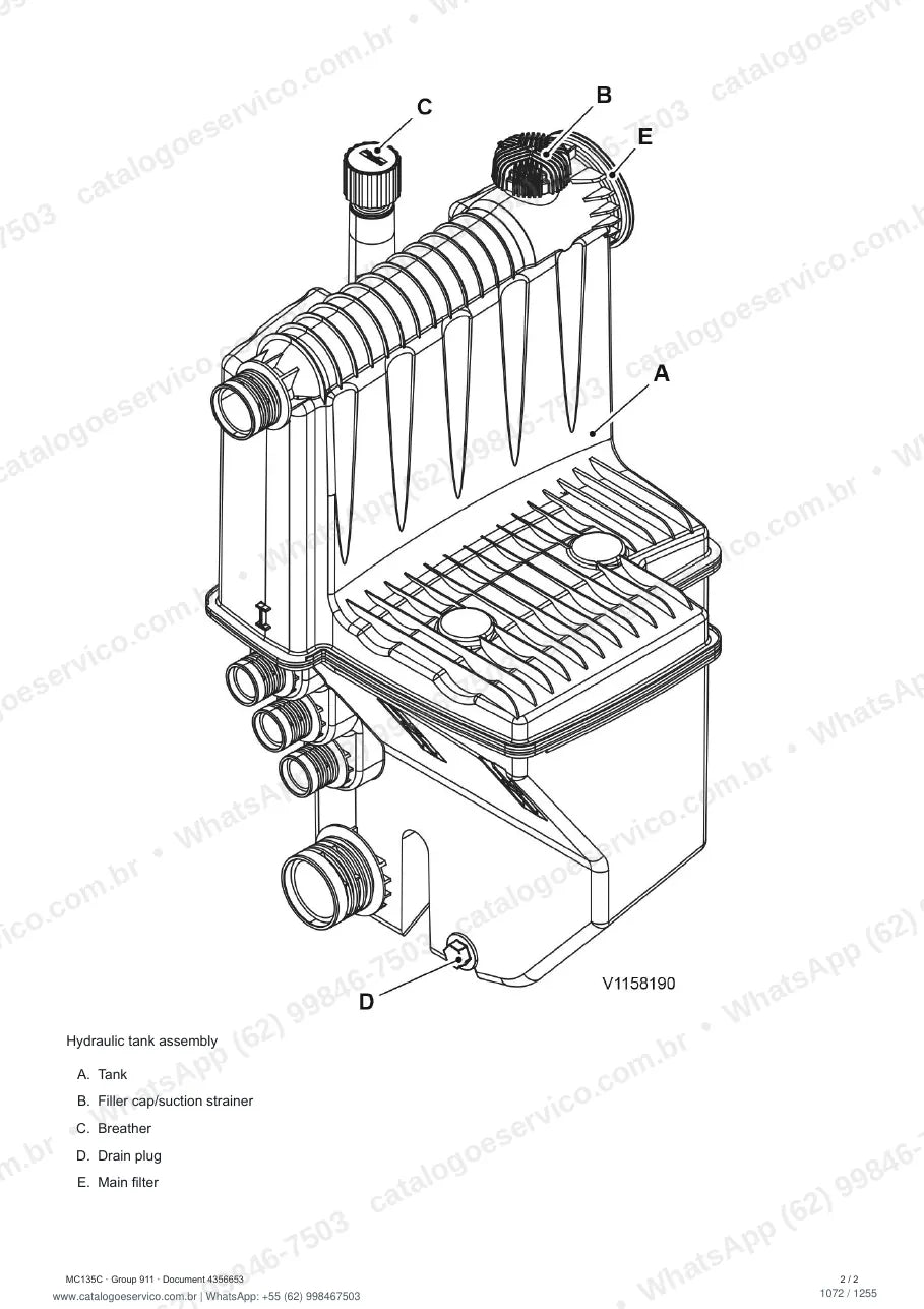 Manual de serviço Volvo MC135C: página de procedimento com texto e figura (2)
