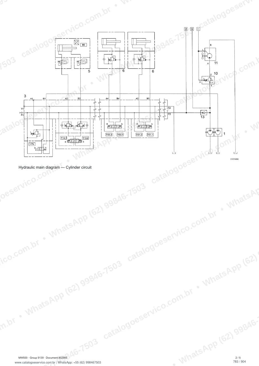 Manual de serviço Volvo MW500: página de procedimento com texto e figura (2)