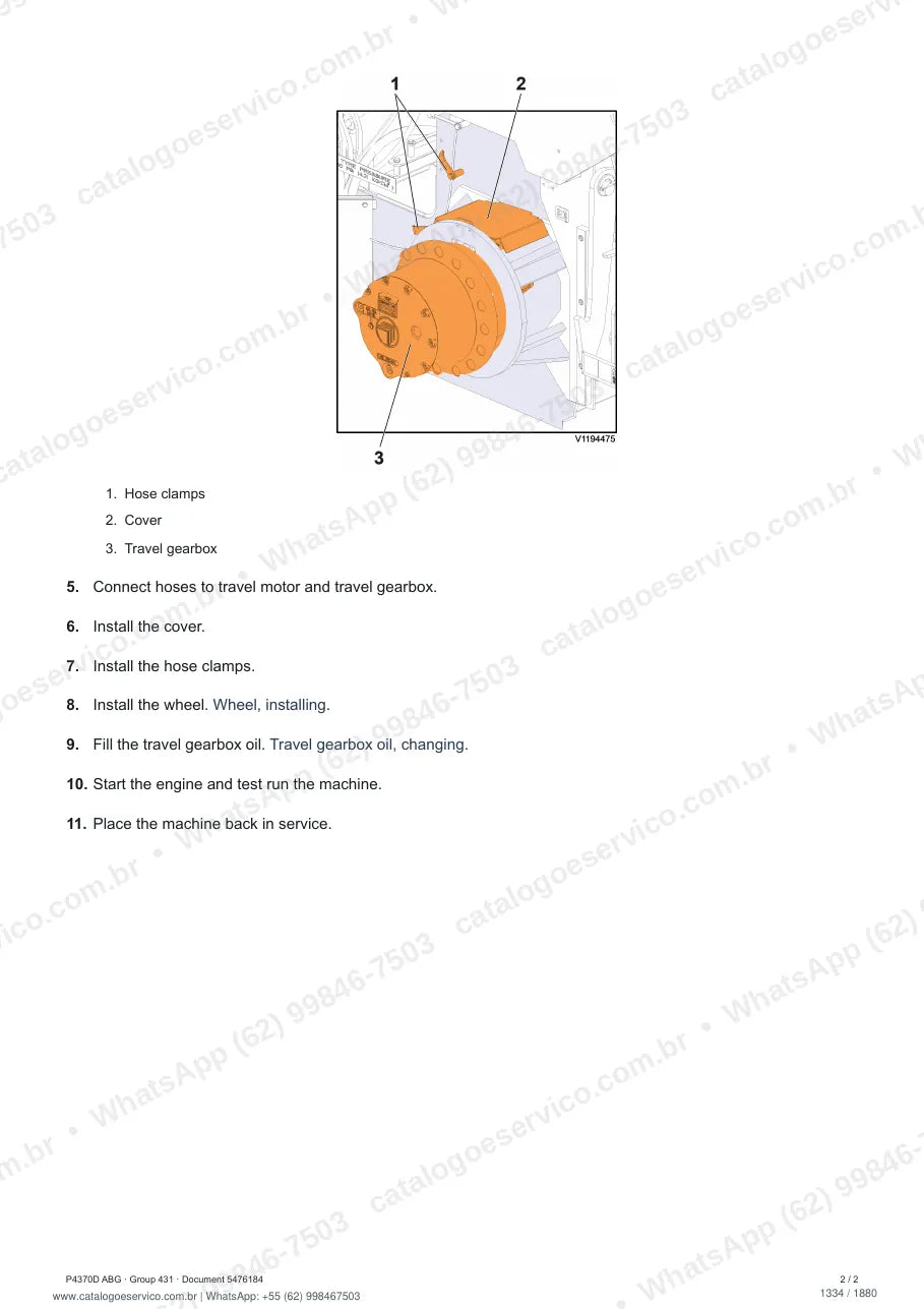 Manual de serviço Volvo P4370D ABG: página de procedimento com texto e figura (2)