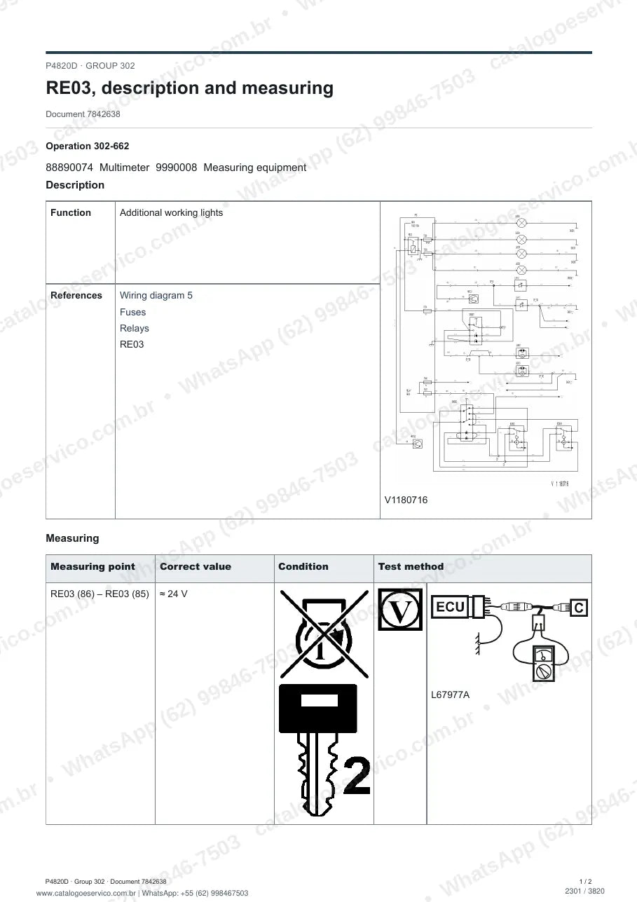 Manual de serviço Volvo P4820D: página de procedimento com texto e figura
