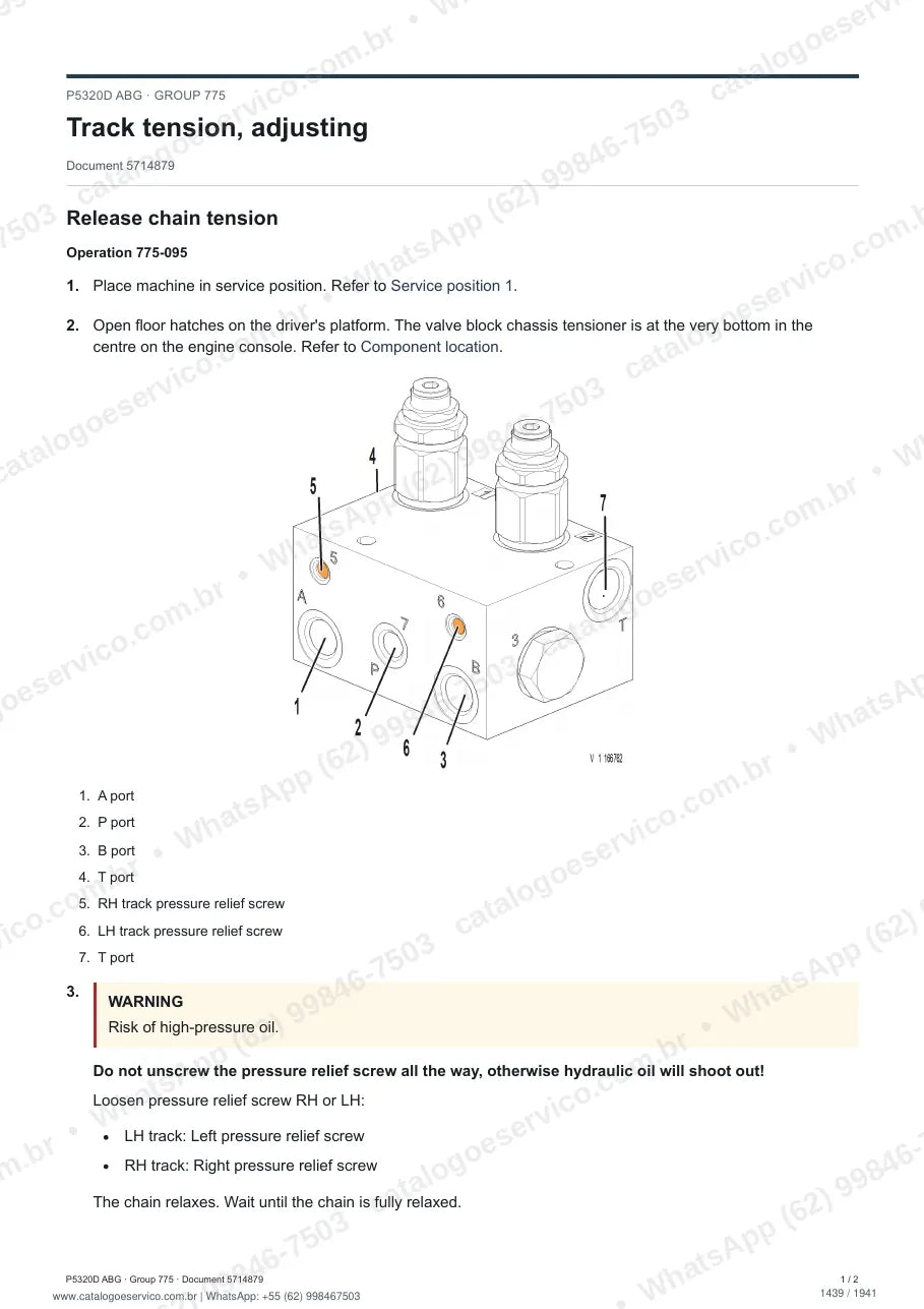 Manual de serviço Volvo P5320D ABG: página de procedimento com texto e figura