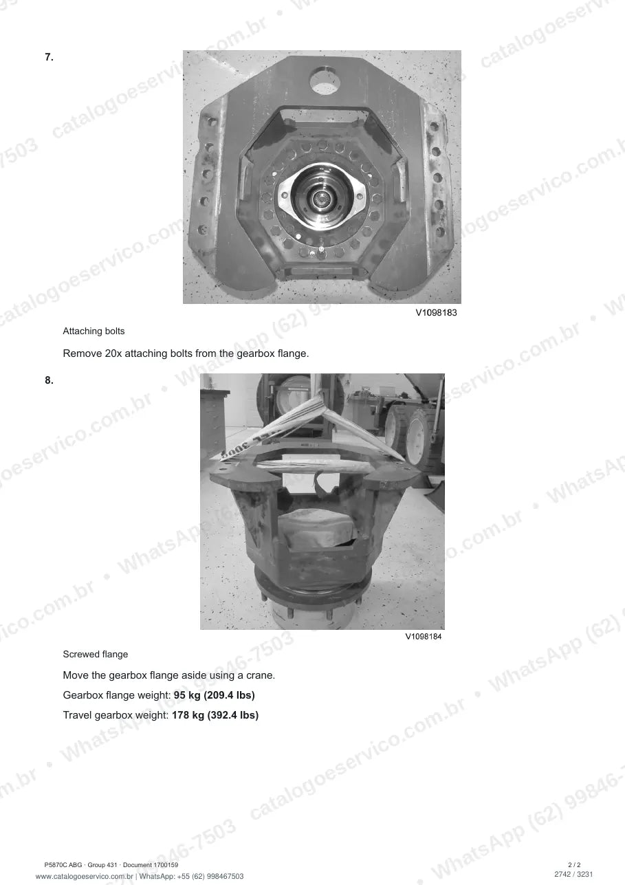 Manual de serviço Volvo P5870C ABG: página de procedimento com texto e figura (2)