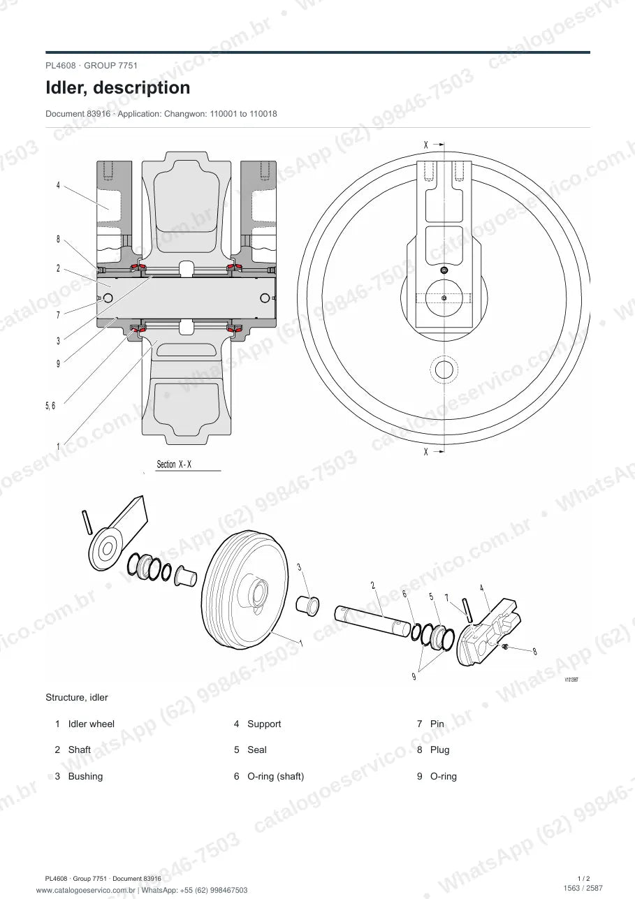 Manual de serviço Volvo PL4608: página de procedimento com texto e figura (2)