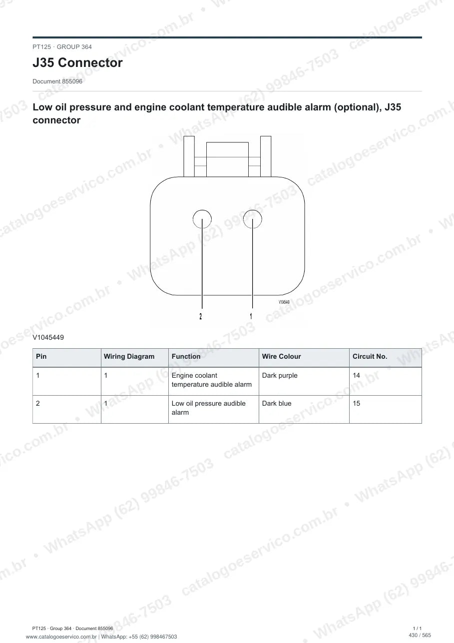 Manual de serviço Volvo PT125: página de procedimento com texto e figura (2)