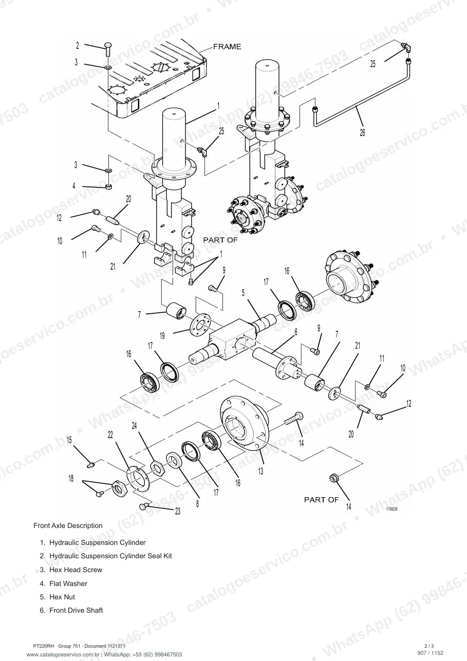 Manual de serviço Volvo PT220RH: página de procedimento com texto e figura