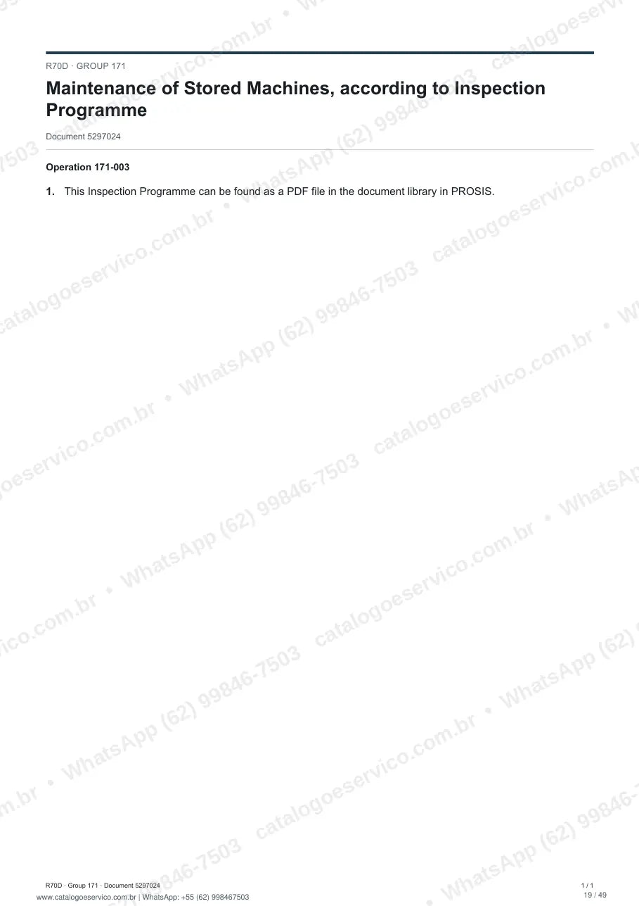 Manual de serviço Volvo R70D: página de procedimento com texto e figura