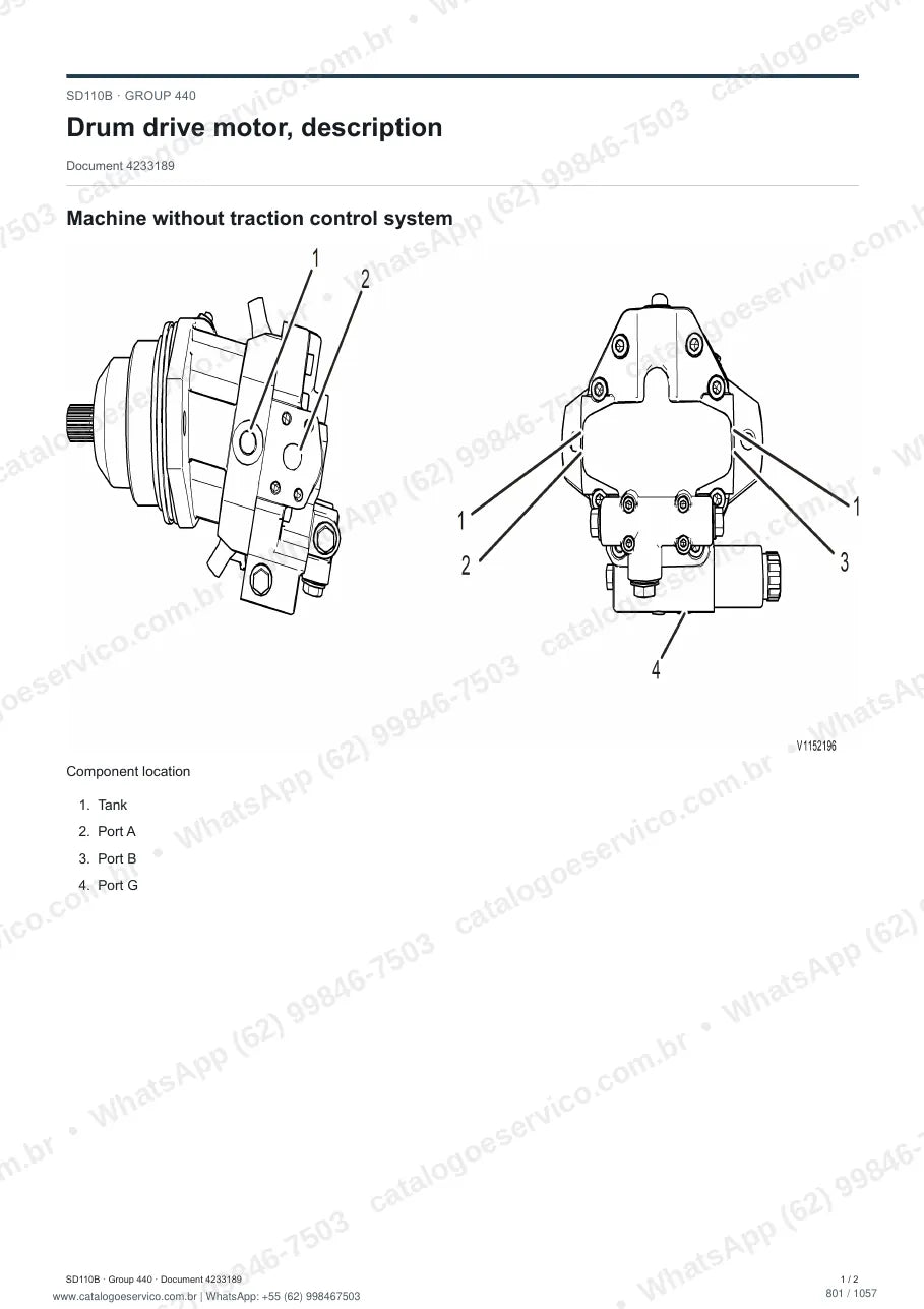 Manual de serviço Volvo SD110B e SD110B A: página de procedimento com texto e figura