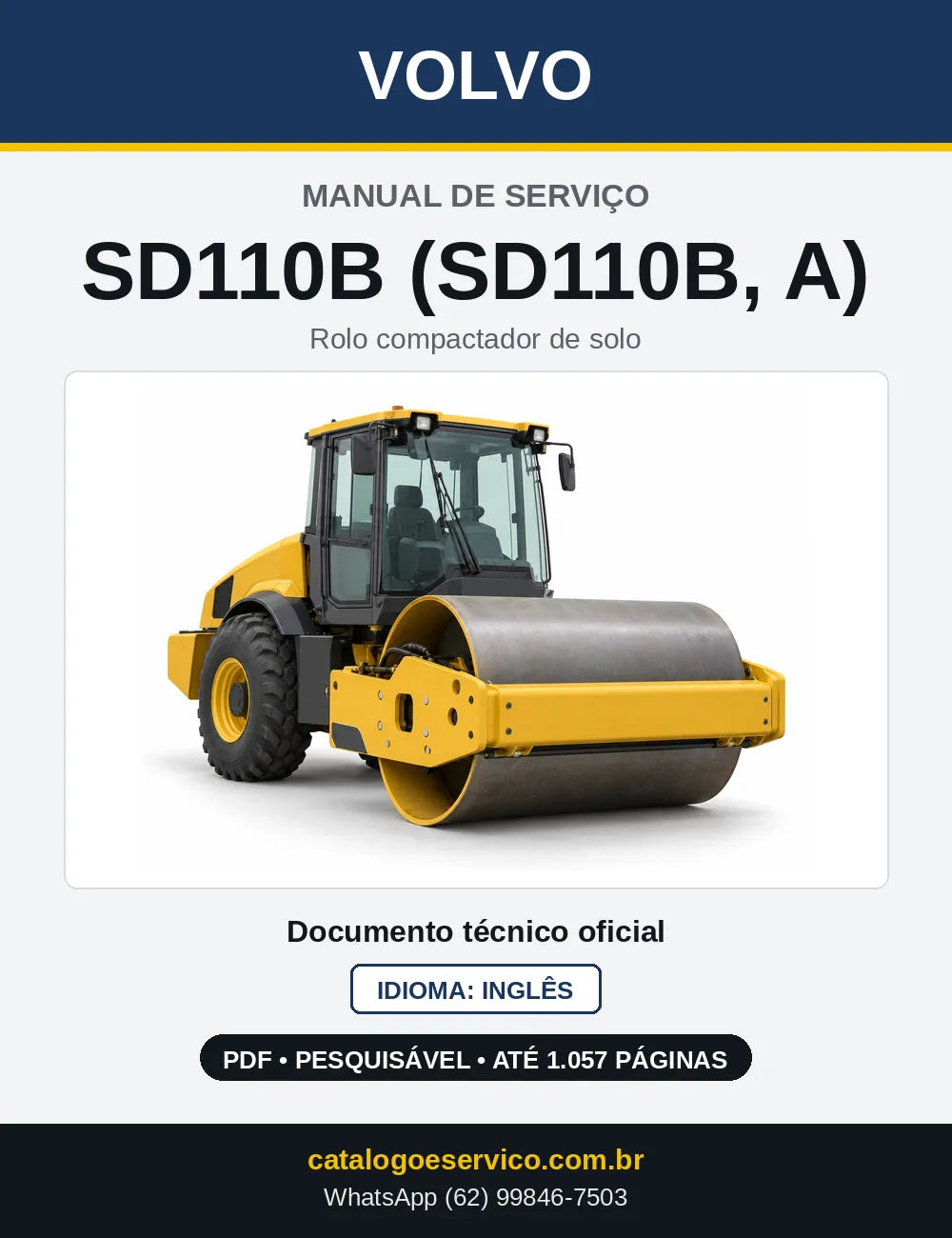 Capa do Manual de Serviço Volvo SD110B e SD110B A em PDF