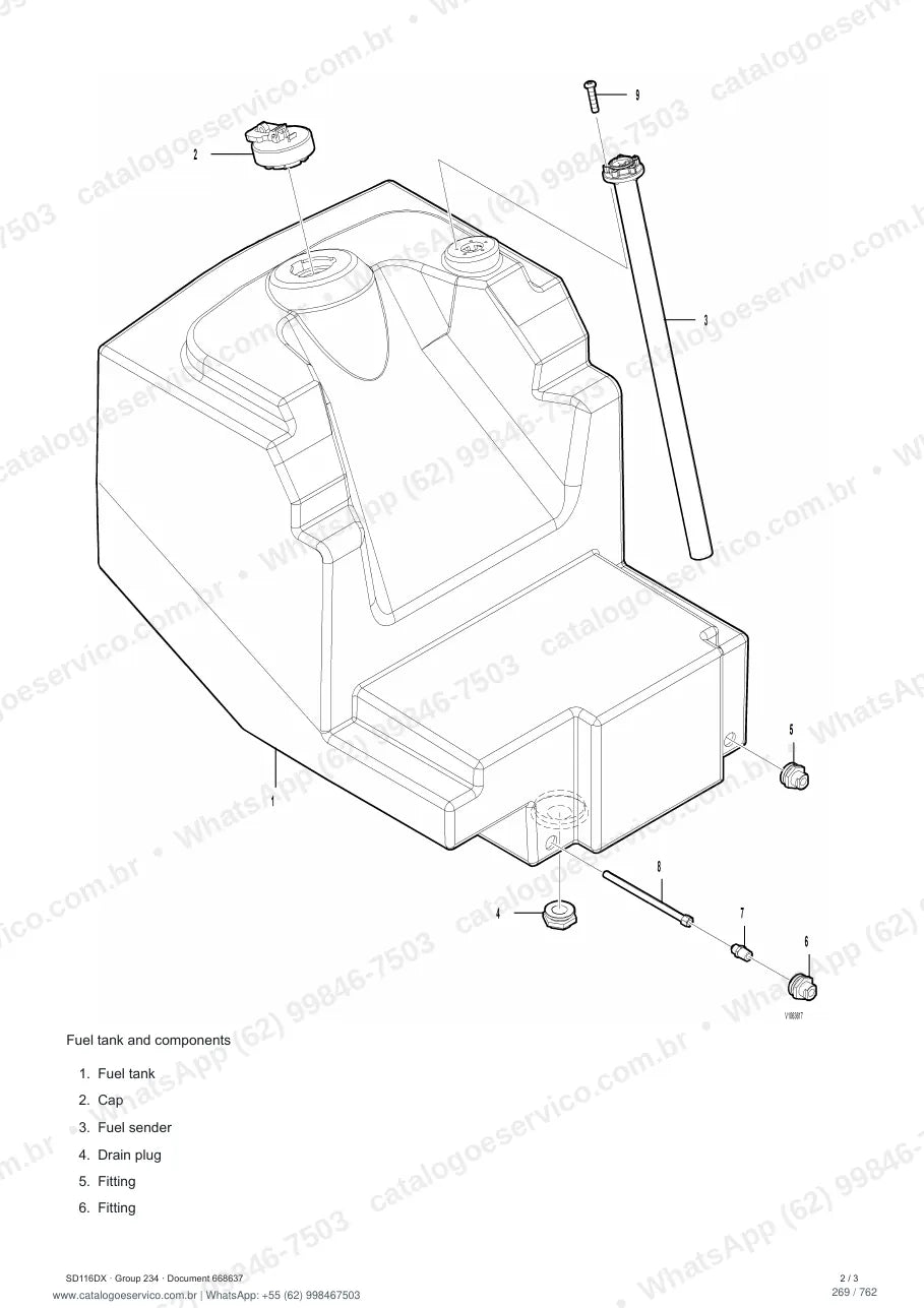 Manual de serviço Volvo SD116DX: página de procedimento com texto e figura (2)