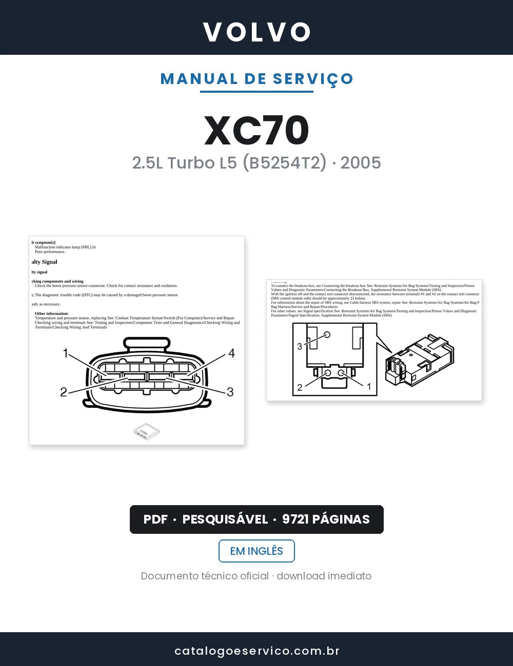 Manual de Serviço Volvo XC70 — capa
