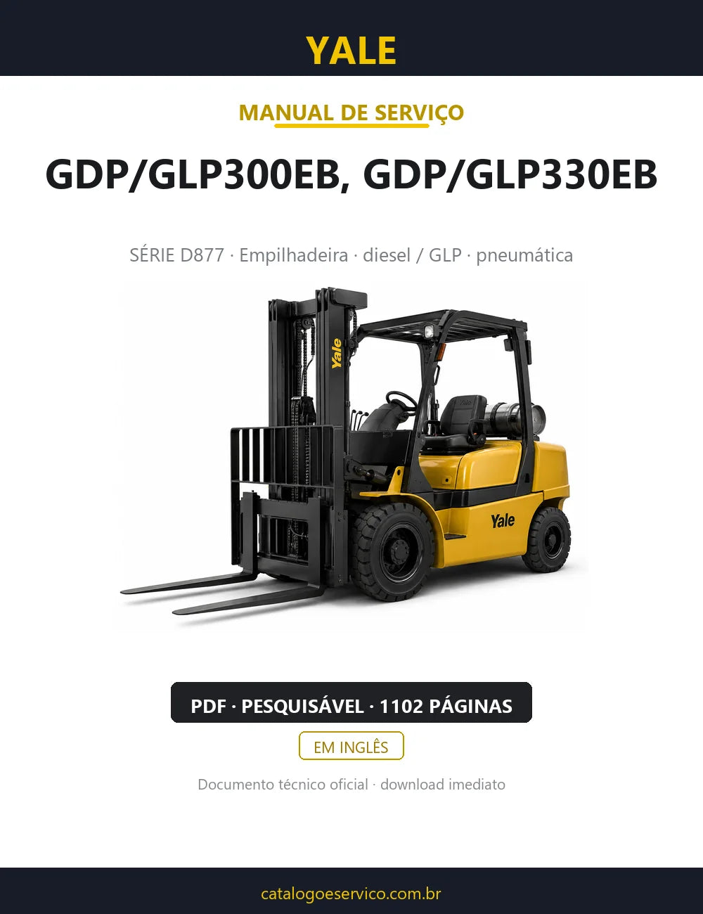 Capa do Manual de Serviço Yale GDP/GLP300EB, GDP/GLP330EB — empilhadeira, 1102 páginas em PDF