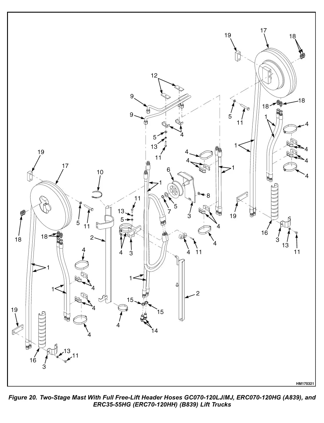 Página interna do Manual de Serviço Yale GDP/GLP35-55LJ/MJ — diagrama técnico 3