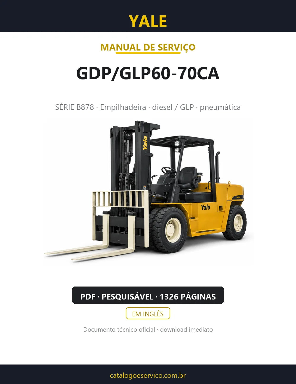 Capa do Manual de Serviço Yale GDP/GLP60-70CA — empilhadeira, 1326 páginas em PDF