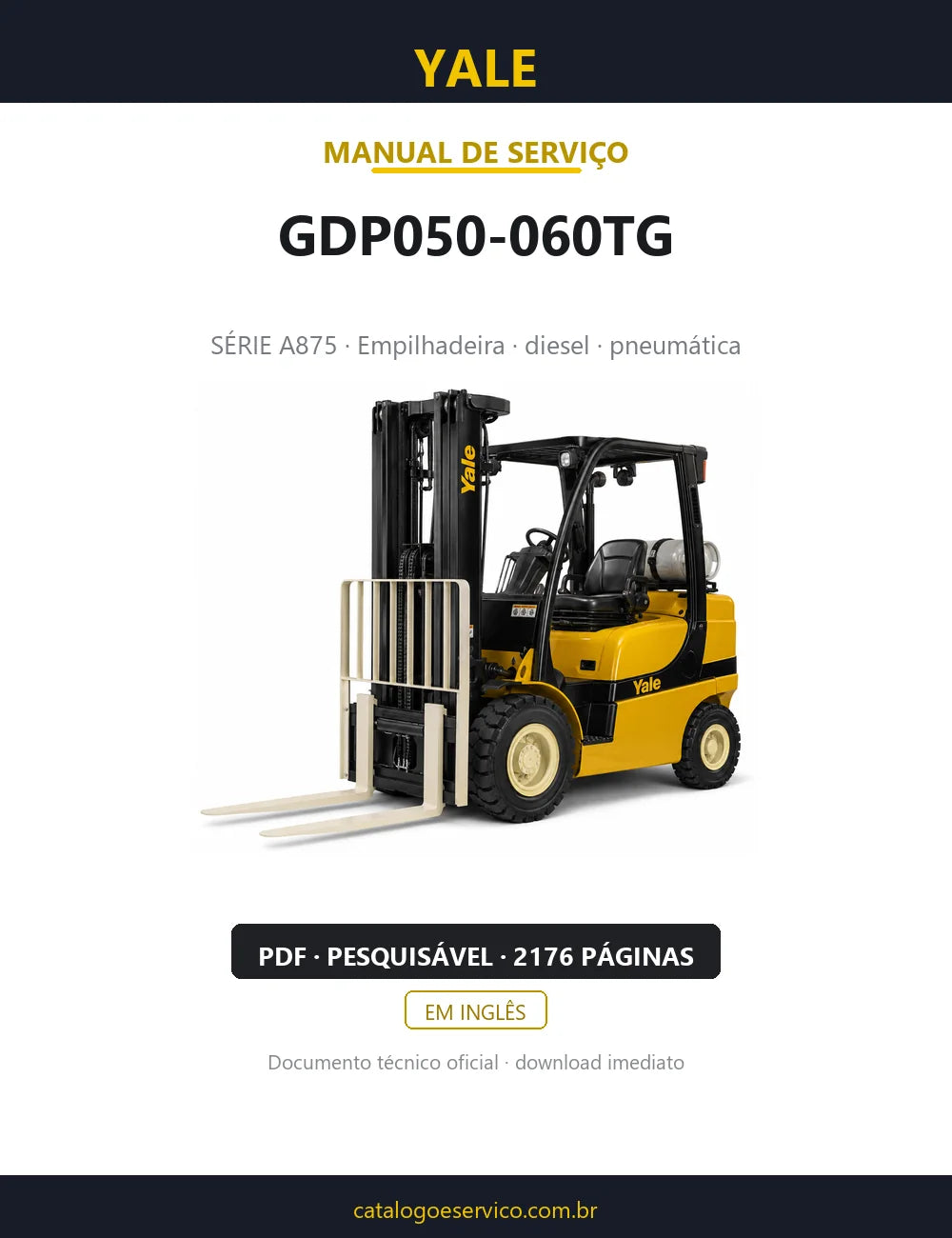 Capa do Manual de Serviço Yale GDP050-060TG — empilhadeira, 2176 páginas em PDF